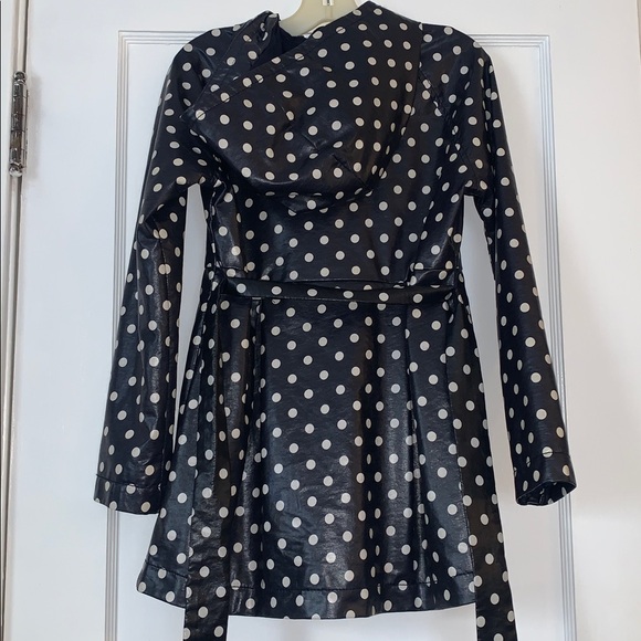 GAP Dark Midnight Hooded Raincoat Jacket Girls Polka Dots 8 *AS IS - Picture 4 of 13
